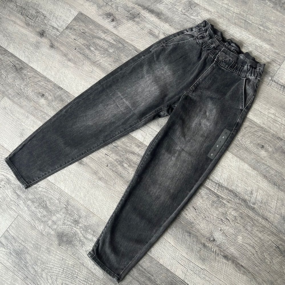 Gap gray denim jeans Sz Small high waist baggy pepper bag NEW!